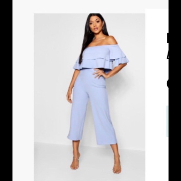 Boohoo Tops - Boohoo baby blue pants & crop set Boohoo Tops - Boohoo baby blue pants & crop set
